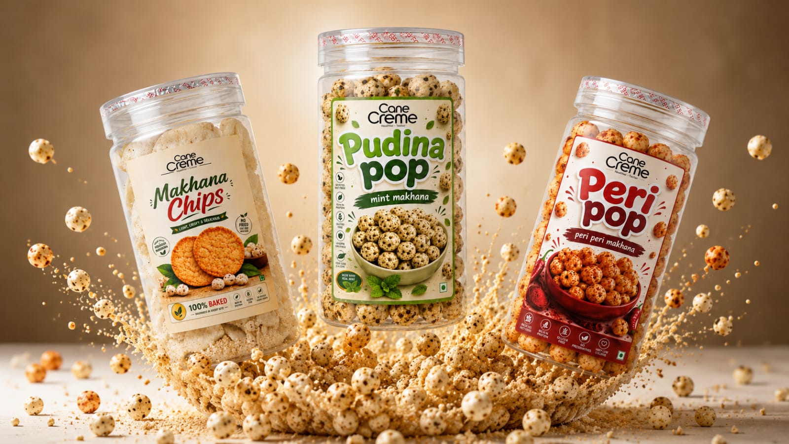 CaneCreme makhana snack pack and crunchy bites